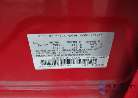 2008 Mazda Mazda3 S Grand Touring z USA, uszkodzony, nr VIN JM1BK344281785208